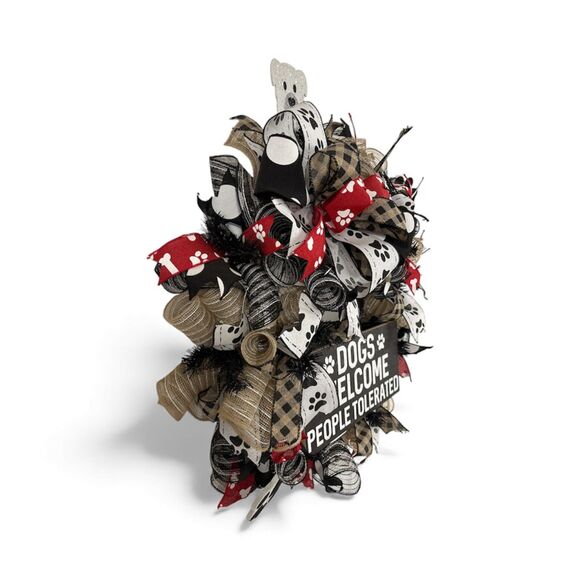 Dogs Welcome People Tolerated Front Door Wreath - Picture 4 of 5